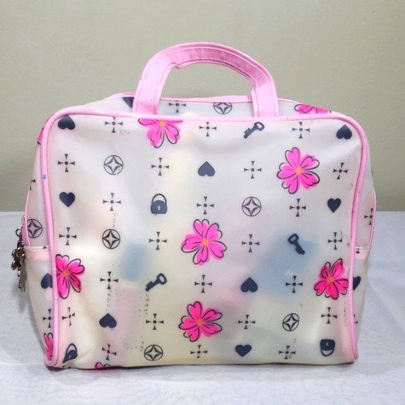 Modella Bags Modella Duffle Makeup Bag Pink Flower Waterproof